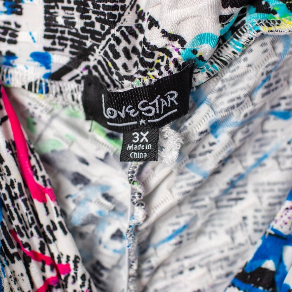 Love Star Graffiti Style Scrunch Butt Women's 3XL Leggings - Picture 3 of 6